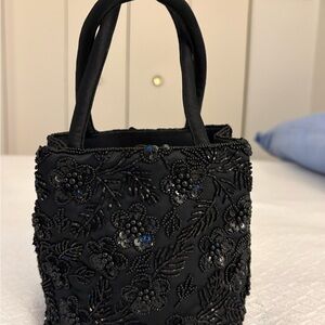 Elegant Black Beaded Handbag